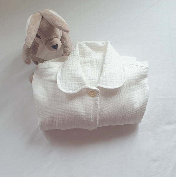 Pijama Niña- Alex algodón orgánico blanco